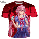 Anime Future Diary T Shirt Men Women Gasai Yuno Cartoon Character Cosplay Short Sleeve Sweatshirt Casual Streetwear Tops T458