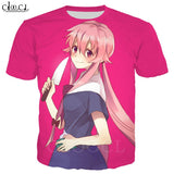 Anime Future Diary T Shirt Men Women Gasai Yuno Cartoon Character Cosplay Short Sleeve Sweatshirt Casual Streetwear Tops T458