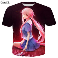 Anime Future Diary T Shirt Men Women Gasai Yuno Cartoon Character Cosplay Short Sleeve Sweatshirt Casual Streetwear Tops T458