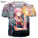 Anime Future Diary T Shirt Men Women Gasai Yuno Cartoon Character Cosplay Short Sleeve Sweatshirt Casual Streetwear Tops T458