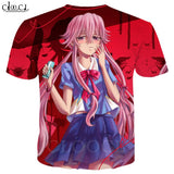 Anime Future Diary T Shirt Men Women Gasai Yuno Cartoon Character Cosplay Short Sleeve Sweatshirt Casual Streetwear Tops T458