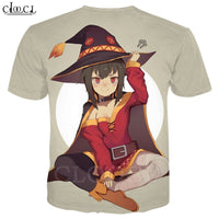 Anime Girl Megumin Konosuba T Shirts 3D Print Men Women Classic Short Sleeve Jogging Sweatshirt Hip Hop Hipster Streetwear Tops