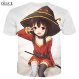 Anime Girl Megumin Konosuba T Shirts 3D Print Men Women Classic Short Sleeve Jogging Sweatshirt Hip Hop Hipster Streetwear Tops