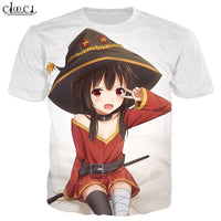 Anime Girl Megumin Konosuba T Shirts 3D Print Men Women Classic Short Sleeve Jogging Sweatshirt Hip Hop Hipster Streetwear Tops