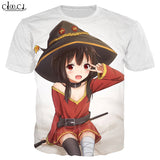 Anime Girl Megumin Konosuba T Shirts 3D Print Men Women Classic Short Sleeve Jogging Sweatshirt Hip Hop Hipster Streetwear Tops