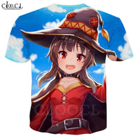 Anime Girl Megumin Konosuba T Shirts 3D Print Men Women Classic Short Sleeve Jogging Sweatshirt Hip Hop Hipster Streetwear Tops