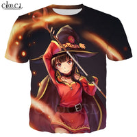 Anime Girl Megumin Konosuba T Shirts 3D Print Men Women Classic Short Sleeve Jogging Sweatshirt Hipster Streetwear Tops T471