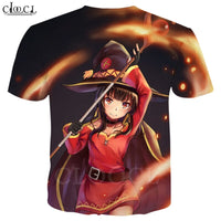 Anime Girl Megumin Konosuba T Shirts 3D Print Men Women Classic Short Sleeve Jogging Sweatshirt Hipster Streetwear Tops T471