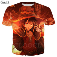 Anime Girl Megumin Konosuba T Shirts 3D Print Men Women Classic Short Sleeve Jogging Sweatshirt Hipster Streetwear Tops T471