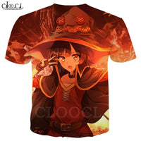 Anime Girl Megumin Konosuba T Shirts 3D Print Men Women Classic Short Sleeve Jogging Sweatshirt Hipster Streetwear Tops T471