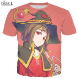 Anime Girl Megumin Konosuba T Shirts 3D Print Men Women Classic Short Sleeve Jogging Sweatshirt Hipster Streetwear Tops T471