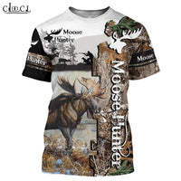 CLOOCL 2021 Summer Men T Shirt 3D Print Moose Hunting T-Shirts Harajuku Casual Short Sleeve Tee Shirts Unisex All-match T-shirt