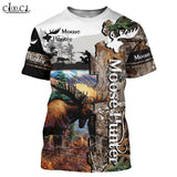 CLOOCL 2021 Summer Men T Shirt 3D Print Moose Hunting T-Shirts Harajuku Casual Short Sleeve Tee Shirts Unisex All-match T-shirt