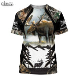 CLOOCL 2021 Summer Men T Shirt 3D Print Moose Hunting T-Shirts Harajuku Casual Short Sleeve Tee Shirts Unisex All-match T-shirt