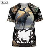 CLOOCL 2021 Summer Men T Shirt 3D Print Moose Hunting T-Shirts Harajuku Casual Short Sleeve Tee Shirts Unisex All-match T-shirt