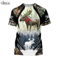 CLOOCL 2021 Summer Men T Shirt 3D Print Moose Hunting T-Shirts Harajuku Casual Short Sleeve Tee Shirts Unisex All-match T-shirt