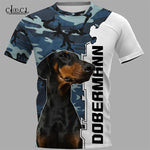 CLOOCL Doberman Dog Camo 3D Printed Mens T Shirt Harajuku Summer Short Sleeve Street Casual Unisex T-shirt Tops Drop Shipping