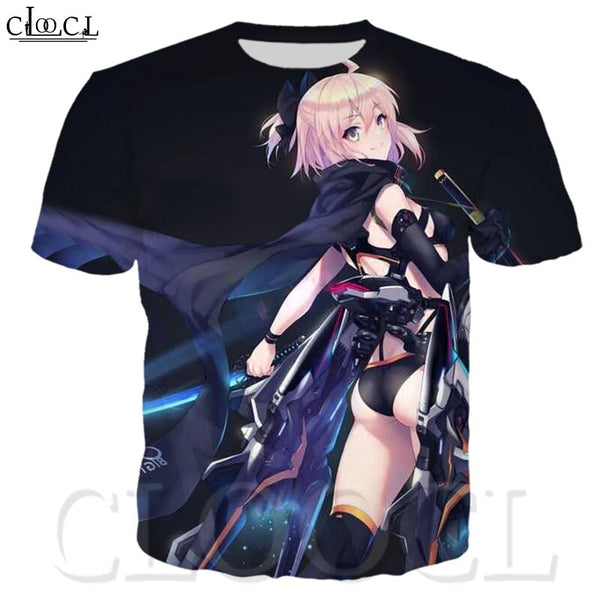 CLOOCL For Men Casual T-Shirt Fate/stay Night Short Sleeve Japanese Anime Fashion Clothes Anime Men's T-Shirt Plus Size