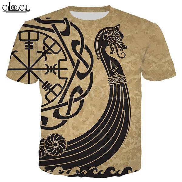 CLOOCL Pirate Ship 3D Print Viking Tattoo Men T Shirt Harajuku Summer Short Sleeve Street Casual Unisex T-shirt Drop Shipping