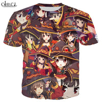 Classic Anime Girl Megumin Konosuba T Shirts 3D Print Men Women Short Sleeve Jogging Sportswear Casual Streetwear Tops T467