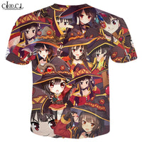 Classic Anime Girl Megumin Konosuba T Shirts 3D Print Men Women Short Sleeve Jogging Sportswear Casual Streetwear Tops T467