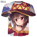 Classic Anime Girl Megumin Konosuba T Shirts 3D Print Men Women Short Sleeve Jogging Sportswear Casual Streetwear Tops T467