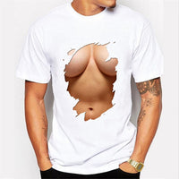 Individual Design Breast Muscle Breast T Shirt Women's Men's 3D Print White Short Sleeve Sweatshirt Fashion Couple Wear S-5XL